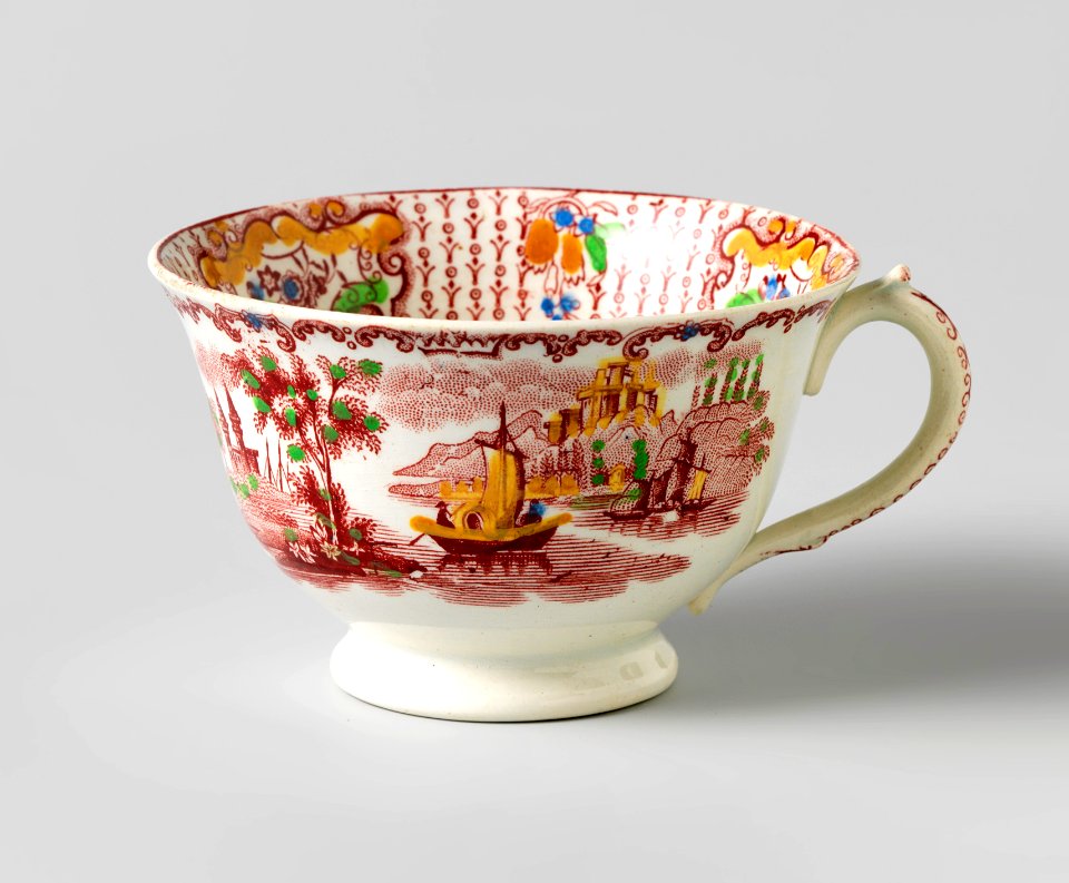 Kopje met rivierlandschap (1860-90), Petrus Regout & Co