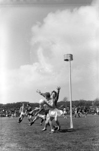Korfbal Nederland tegen Belgie 5-3 spelmoment ( mejuffrouw De Waal ), Bestanddeelnr 913-9757