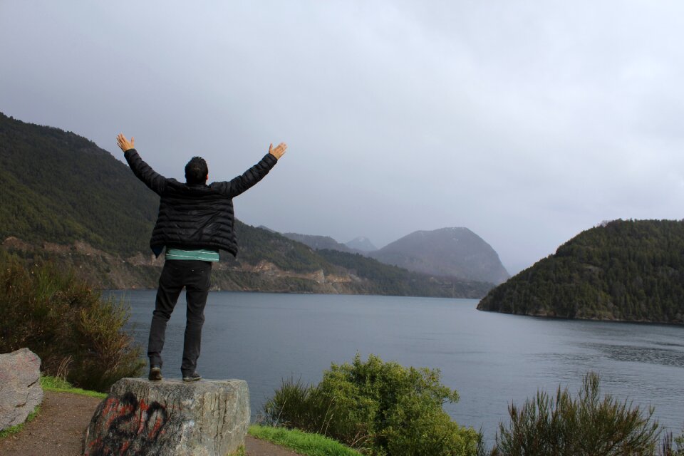 Man arms up raise hands