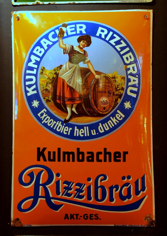 Kulmbacher Rizzibräu enamel advertising sign