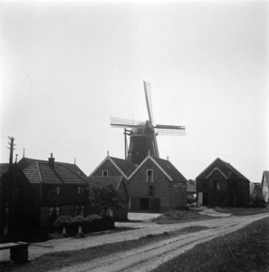 Korenmolen De Traanroeier te Oudeschild, Texel, provincie Noord-Holland. 8-kant…, Bestanddeelnr 901-7892