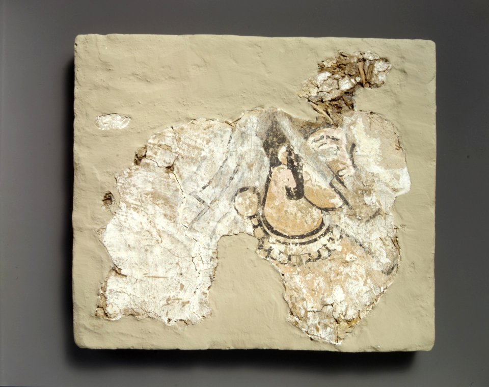 Kuh-i Khwaja Sasanian wall painting of a woman with mouth cover, 7th century CE