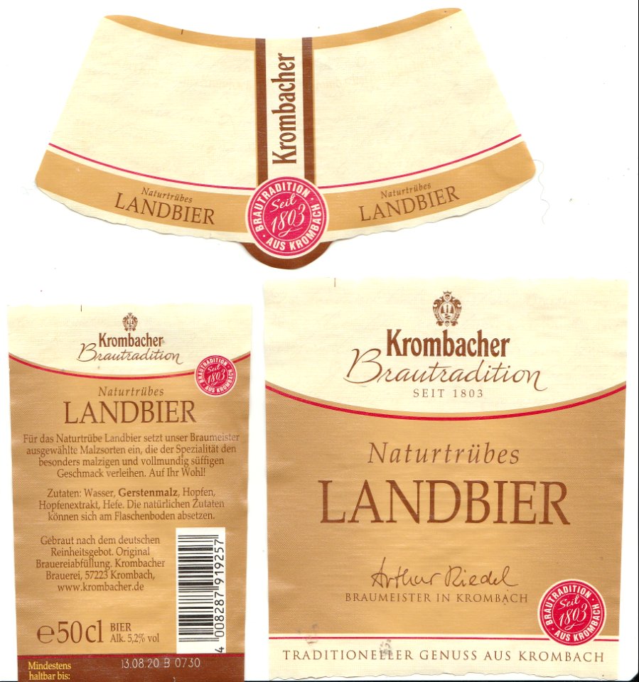 Krombacher Brauerei - Krombacher Naturtrübes Landbier