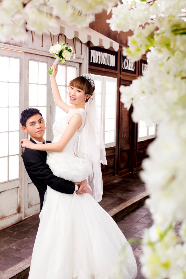 Romantic bride the groom