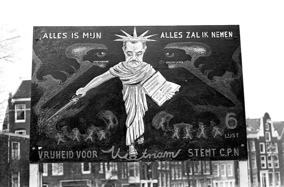 Kunst in dienst van de verkiezingspropaganda voor CPN, bord van Frits Sieger, Bestanddeelnr 920-0286