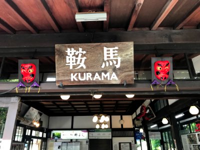 Kurama station sign and Tengus 20200530