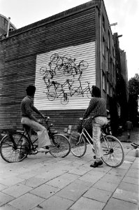 Kunstwerk van fietsen in Amsterdam, Bestanddeelnr 930-3933