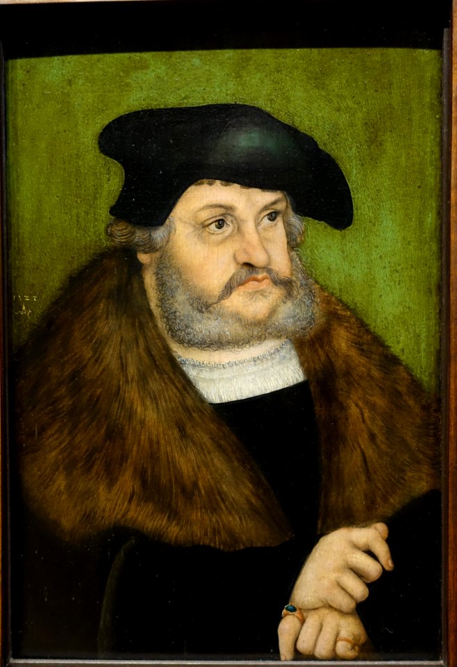 Kurfurst Friedrich III of Saxony, The Wise, by Lucas Cranach the elder, Saxony, 1527, oil on red beech wood - Hessisches Landesmuseum Darmstadt - Darmstadt, Germany - DSC01297