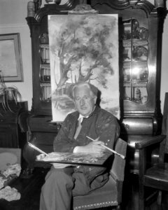 Kunstschilder Dirk Kruizinga 70 jaar, Dirk Kruizinga, Bestanddeelnr 917-1328