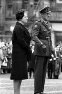 Kranslegging Dam door Koningin en Prins, nabestaanden achter de afzetting, Bestanddeelnr 913-8701