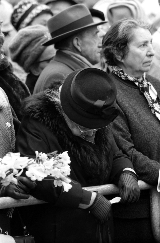 Kranslegging Dam door Koningin en Prins, nabestaanden achter de afzetting, Bestanddeelnr 913-8705