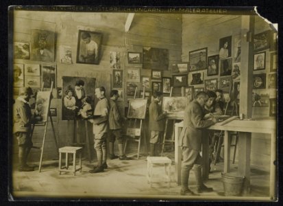 Kriegsgefangenenlager in Österreich-Ungarn im Maleratelier, Bestanddeelnr 158-0642