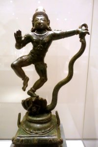 Krishna vanquishes the snake demon, South India, c. 1300 AD, bronze - Ethnological Museum, Berlin - DSC01578