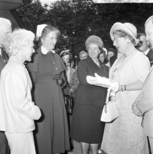 Koningin Juliana bezocht Rekkense Inrichting Hare Majesteit krijgt bloemen van D, Bestanddeelnr 917-8325