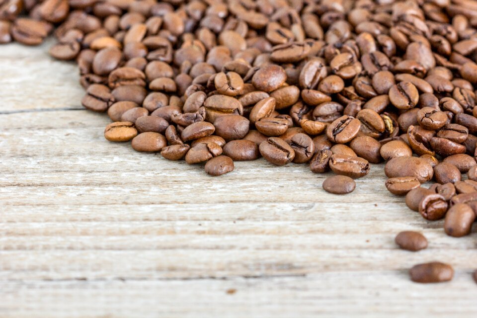 Coffee beans break close up