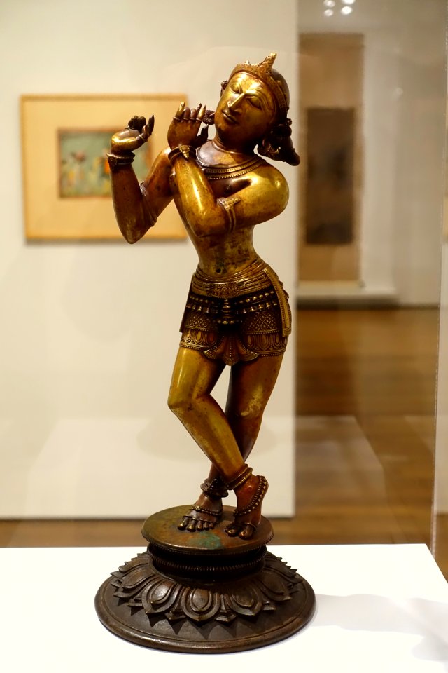 Krishna Fluting, Indian, Orissa, Eastern Ganga period, 13th-14th century AD, brass - Sackler Museum - Harvard University - DSC01914
