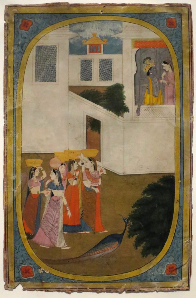 Krishna and Radha, Kangra school, watercolor and gold, Tokyo National Museum