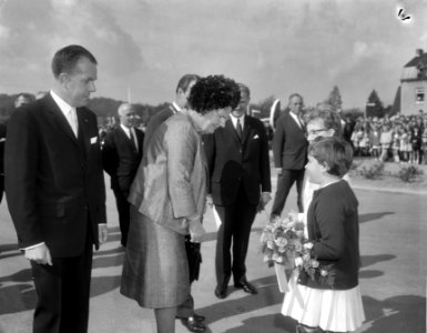 Koningin Juliana arriveert bij het revalidatiecentrum in Valkenburg, Bestanddeelnr 919-5618