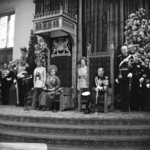 Koningin Juliana en prins Bernhard tijdens het uitspreken van de troonrede in de, Bestanddeelnr 919-5773