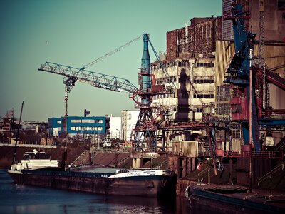 Cargo ships ship loading crane photo