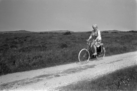 Koningin Juliana maakt een fietstochtje in het natuurreservaat De Boschplaat o, Bestanddeelnr 920-4948