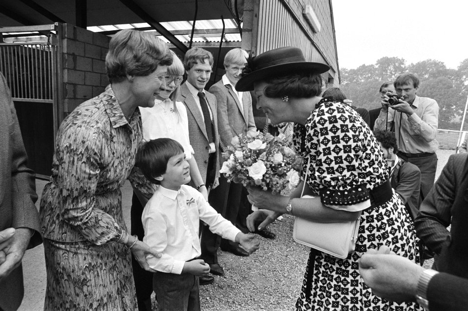 Koningin Beatrix krijgt bloemen van een jongetje, Bestanddeelnr 931-6447