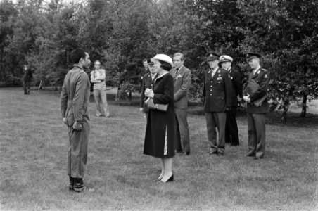 Koningin Beatrix en Prins Claus brengen bezoek aan het Commando Koninklijke Landmacht te Harderwijk Beatrix bekijkt oefeningen van commandos, Bestanddeelnr 931-5629