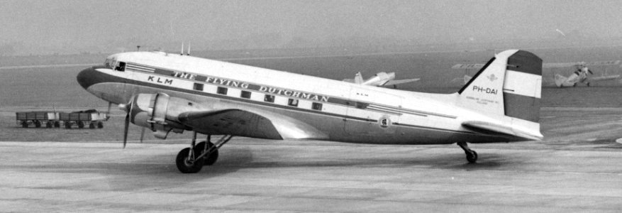 KLM DC-3 PH-DAI at Rotterdam The Hague Airport opening 1956-10-01
