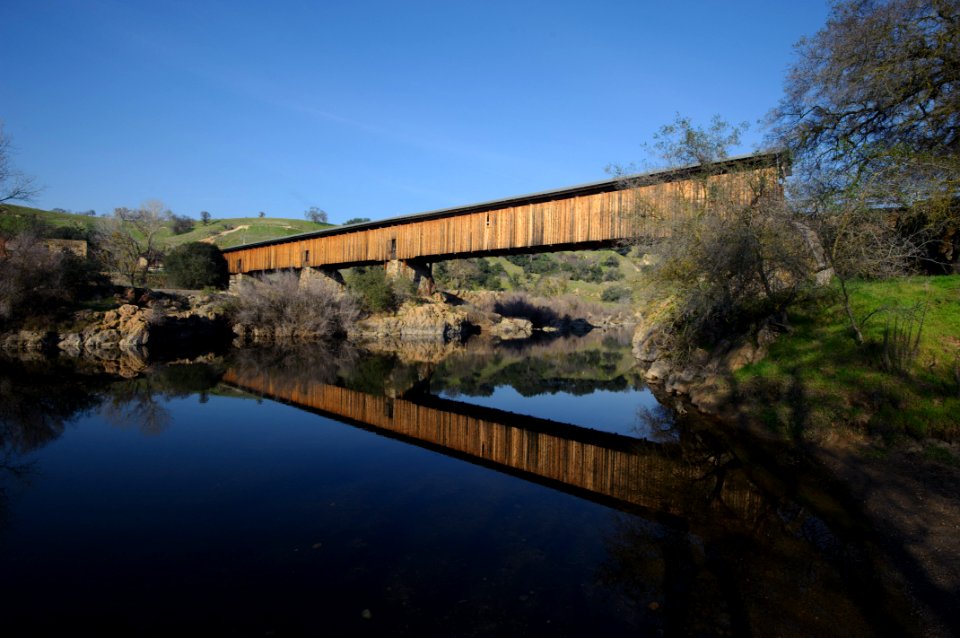 Knight's Ferry covered bridge, Stanislaus River, California