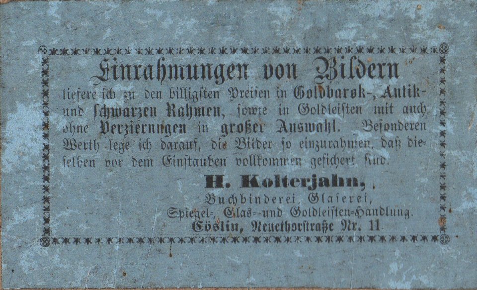 Kolterjahn Einrahmungen von Bildern um 1865