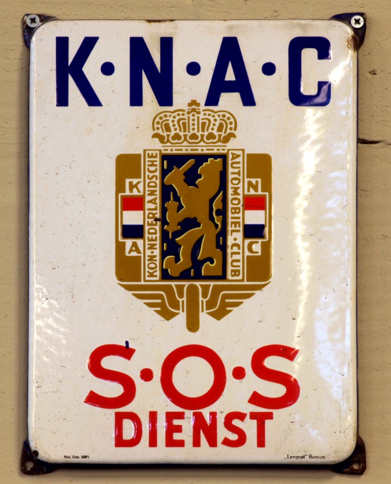 KNAC SOS dienst, Enamel advert sign at the den hartog ford museum pic-003