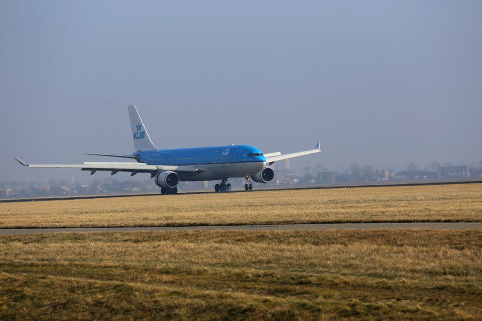 KLM Airbus A330-200 PH-AOE landing at EHAM 1