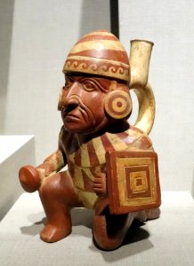 Kneeling warrior, Peru, North Coast, Moche, 400 BC - 550 AD, earthenware and pigment - De Young Museum - DSC00326