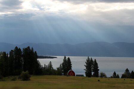 Barn mountains tranquil