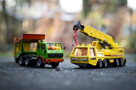 Toy cars truck mounted crane model cars
