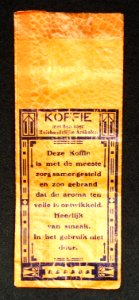 Koffie No 1 zakje van Wed J Gorel, Emmastraat 286 en GJB Gorel Haaksvergerstr, achterkant