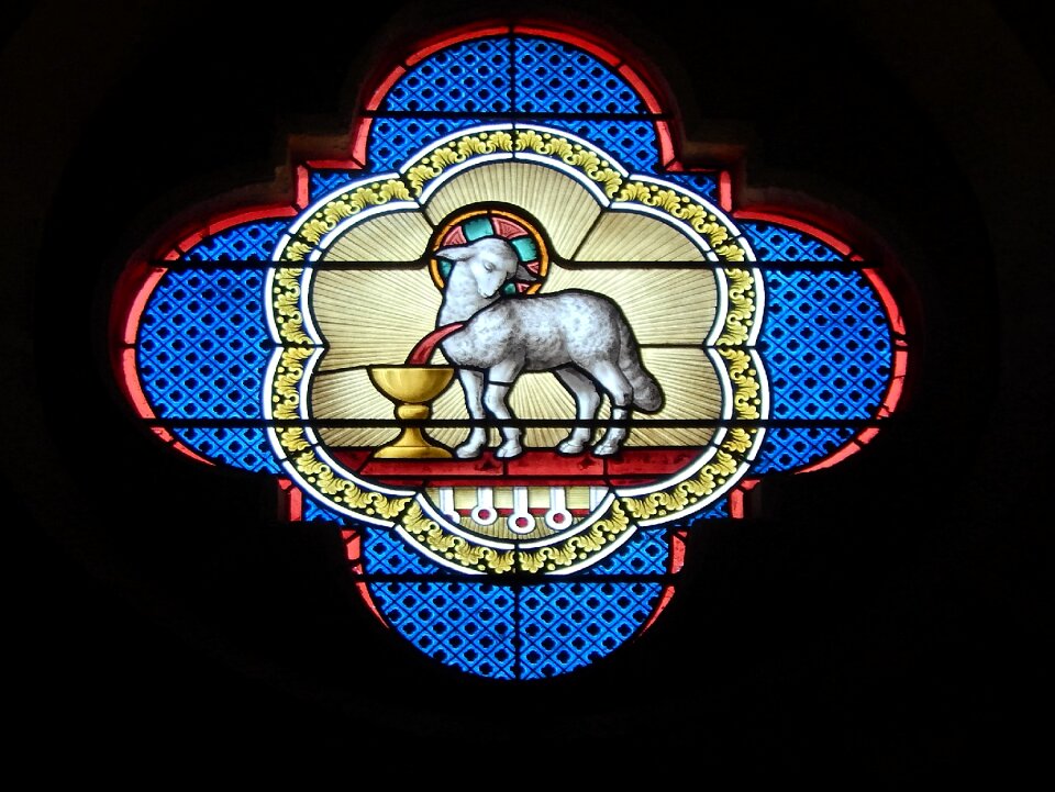 Stained glass church lamb