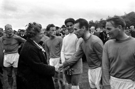 Koningin Juliana schudt de hand van ..., Bestanddeelnr 917-9457
