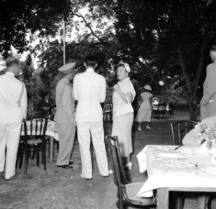 Koningin Juliana tijdens de barbecue op het landgoed Fontein op Bonaire, Bestanddeelnr 252-3856