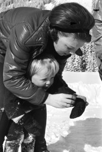 Koninklijke Familie voor wintervakantie in Lech Prinses Beatrix met Prins Johan, Bestanddeelnr 924-3197