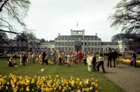 Koninginnedag publiek in tuin, Bestanddeelnr 254-8487