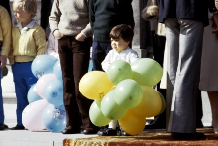 Koninginnedag 1979, defile Soestdijk Koninklijke Familie op bordes. Zoon van Pr, Bestanddeelnr 253-8097