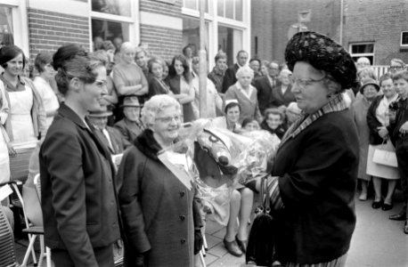 Koningin Juliana bezoekt Oost-Groningen. Hare Majesteit kreeg in Winschoten een , Bestanddeelnr 922-8484