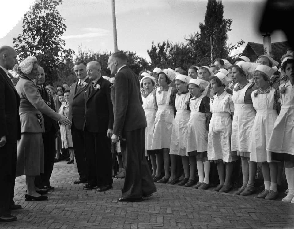 Koningin Juliana bezoekt Limburg. Aankomst in Posterholt, Bestanddeelnr 905-3164