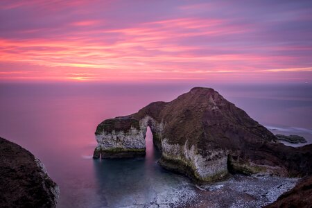 Cliff long exposure pink