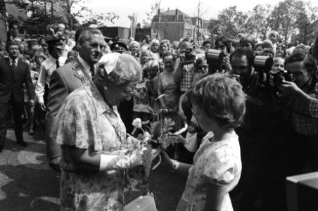 Koningin Juliana brengt werkbezoek aan het Westland, aankomst in Naaldwijk, Bestanddeelnr 928-6850