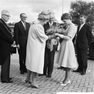Koningin Juliana krijgt bloemen aangeboden, Bestanddeelnr 914-3069