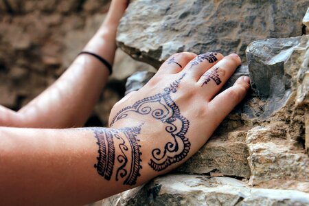 Henna painting hand ornament photo