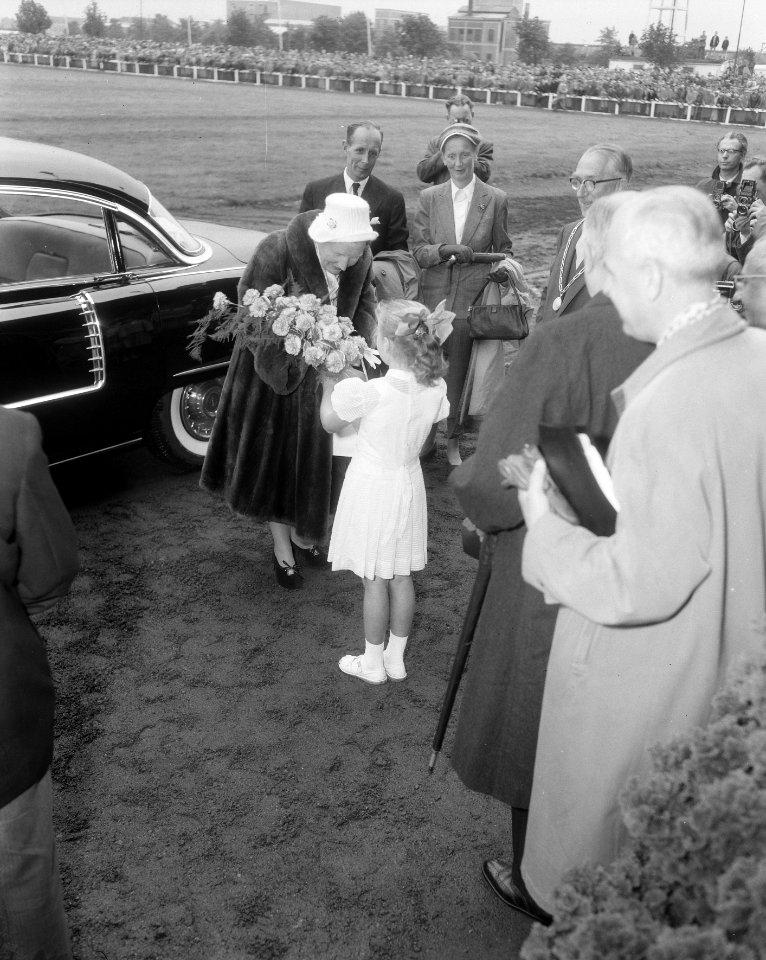 Koningin Juliana is aanwezig bij de jubileumtentoonstelling Het Nederlandse tr…, Bestanddeelnr 908-9412