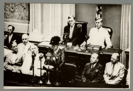Koningin Wilhelmina spreekt het Amerikaans congres toe in Washington DC, op 6 , Bestanddeelnr 012-0094